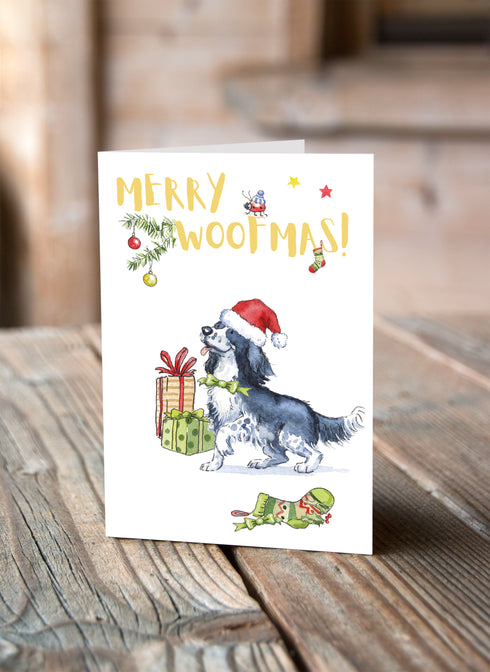Sprocker Black & White Christmas Card